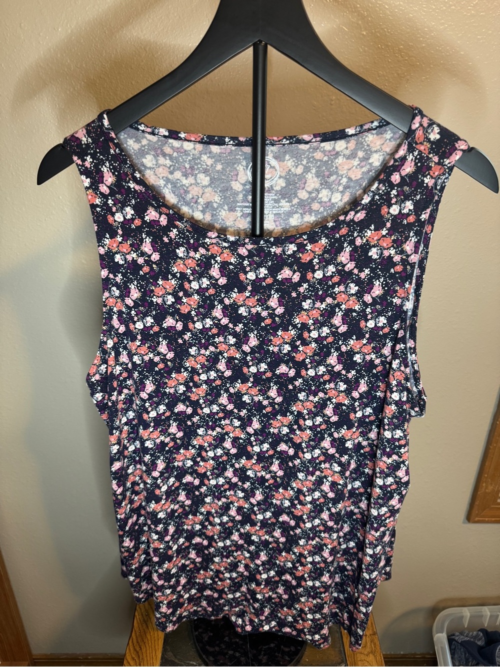 Maurices Navy Sleeveless Tank with Pink Floral Print